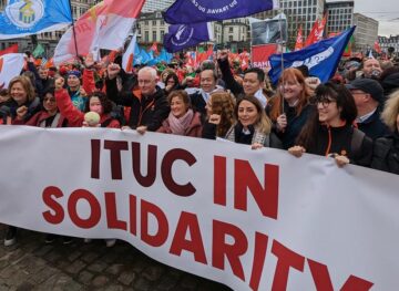 CNSM выразила солидарность с акцией протеста ETUC в Брюсселе