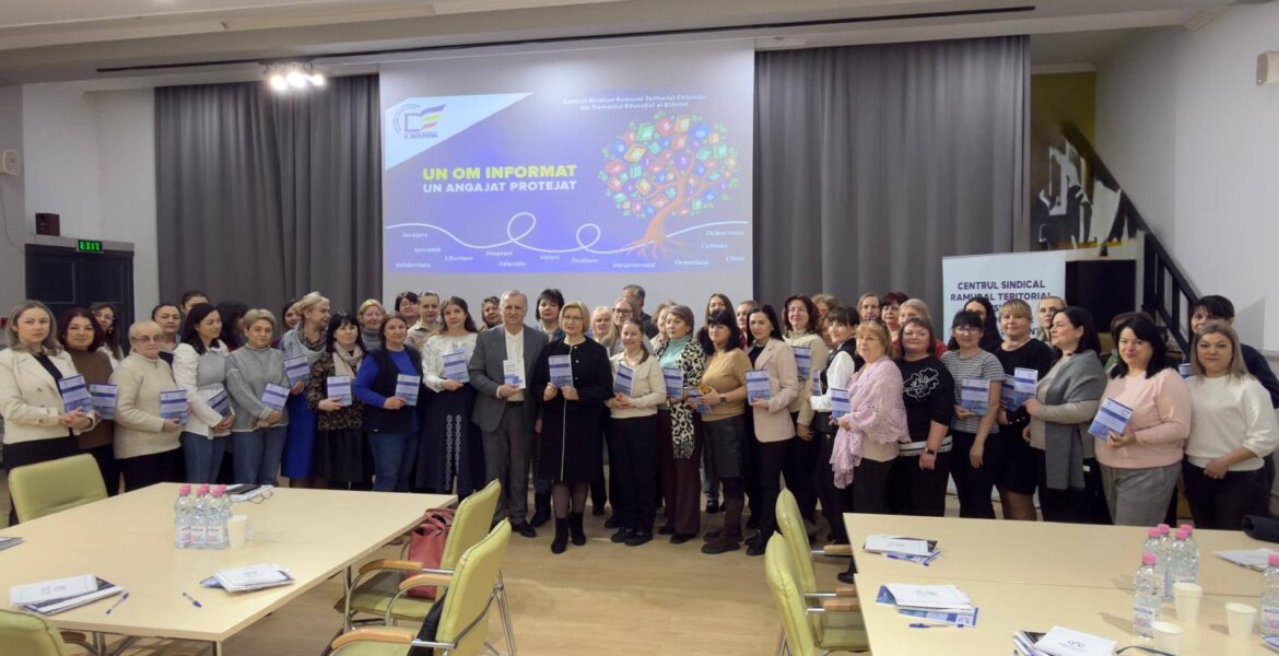 Liderii sindicali din educație, instruiți la Chișinău: accent pe protecția social-economică și aplicarea corectă a contractelor colective
